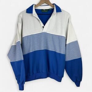 Vintage steeplechase blue striped rugby pullover sweatshirt